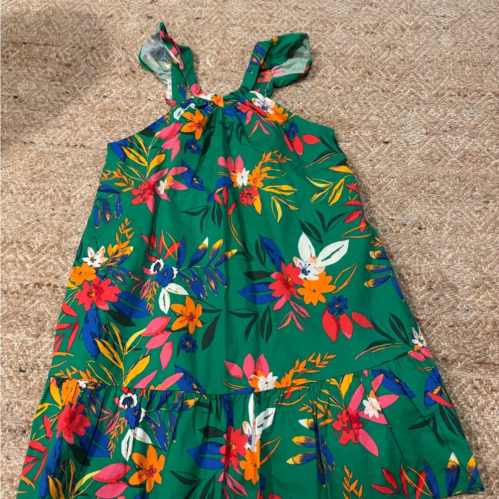 J. Crew Factory Green Floral Tiered Sundress